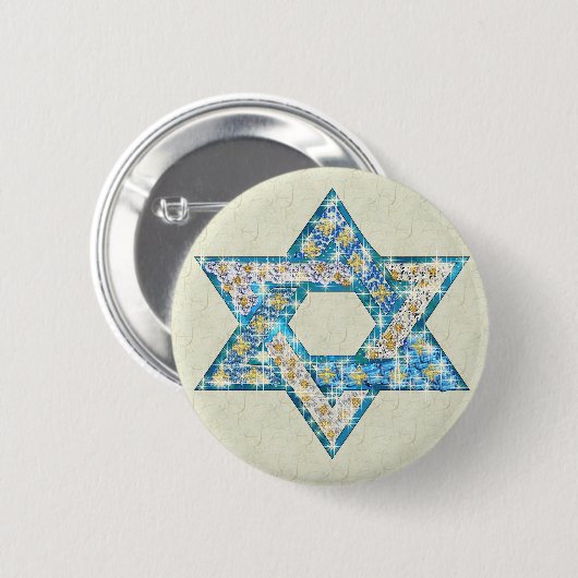 Edelstein verzierte Davidsstern Button (Vorne & Hinten)