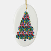 EDELSTEIN verzierter Weihnachtsbaum:  Frohe Keramikornament (Rechts)