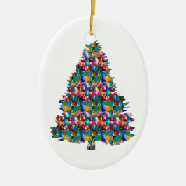 EDELSTEIN verzierter Weihnachtsbaum:  Frohe Keramikornament
