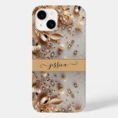 Edelsteine aus Weiß- und Goldblumen-Glitzer Case-Mate iPhone Hülle (Rückseite)