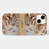 Edelsteine aus Weiß- und Goldblumen-Glitzer Case-Mate iPhone Hülle (Rückseite (Horizontal))