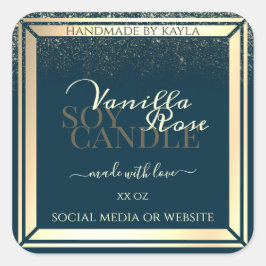 Edelsteine, dunkelblaue Produktverpackungsmarke Go Quadratischer Aufkleber