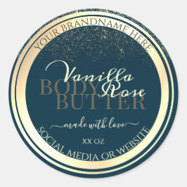 Edelsteine, dunkelblaue Produktverpackungsmarke Go Runder Aufkleber