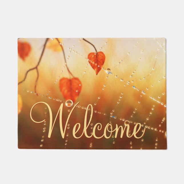 Edelsteine einer Herbstmorgendtür Fußmatte (Vorderseite)