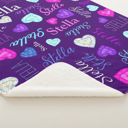 Edelsteine Herz individuelle Name farbenfroh Stell Sherpadecke (3/4)