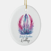 Edelsteinkristall-Wasserfarbenhochzeit Keramik Ornament (Rechts)