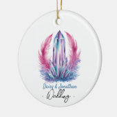 Edelsteinkristall-Wasserfarbenhochzeit Keramik Ornament (Links)