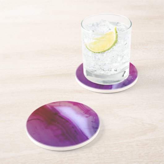 Edelsteinserie - Agate in Lila 2 Getränkeuntersetzer (Seite)