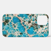 Edelsteinserie - detailliertes türkisfarbenes Mosa Case-Mate iPhone Hülle (Rückseite (Horizontal))