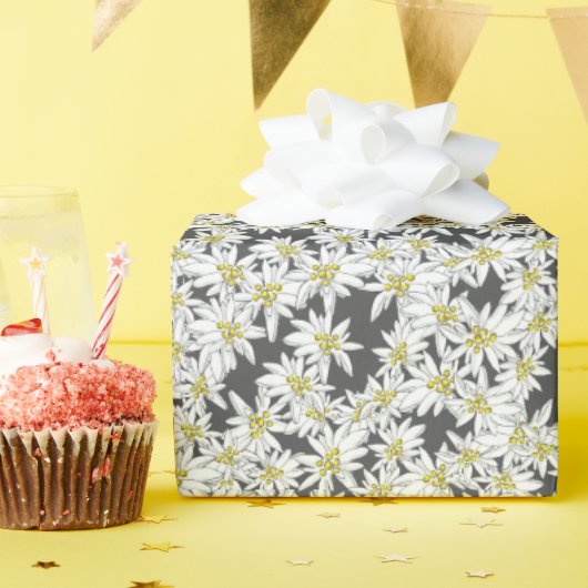 Edelweiss-Alpen-Wildblume Kohle Kernpunkt Geschenkpapier (Geburtstagsparty)