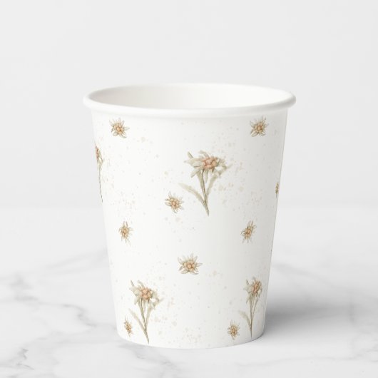 Edelweiss-AlpenWildblume Pappbecher (Rückseite)