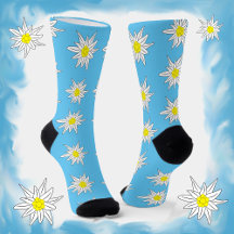 Edelweiss Alpine Blume Blaue Crew Socken