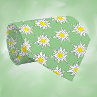 Edelweiss Alpine Blume Print Light Green Neck Tie