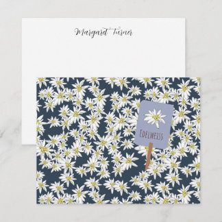 Edelweiss Alpine Wildblume Boho Hand-Illustriert Dankeskarte