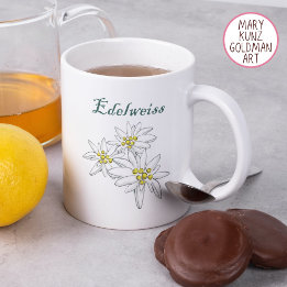 Edelweiss Alpine Wildblume Gelb HandGezeichnet Kaffeetasse