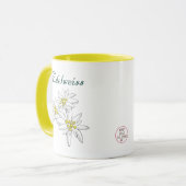 Edelweiss Alpine Wildblume Gelb HandGezeichnet Tasse (Vorderseite Links)