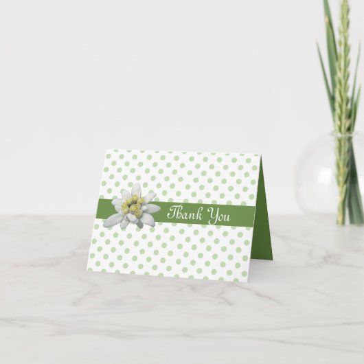 Edelweiss and Polka Dots Wedding Thank You Dankeskarte (Vorderseite)