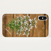 Edelweiss auf Holz Look Custom iPhone X Fall Case-Mate iPhone Hülle (Rückseite (Horizontal))