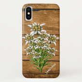 Edelweiss auf Holz Look Custom iPhone X Fall Case-Mate iPhone Hülle (Rückseite)
