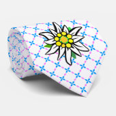 Edelweiss auf Weiß Blau Krawatte (Gerollt)