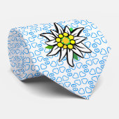 Edelweiss auf Weiß Blau Krawatte (Gerollt)