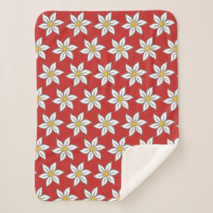 Edelweiss Blooms Red Sherpa Fleece Blanket Sherpadecke