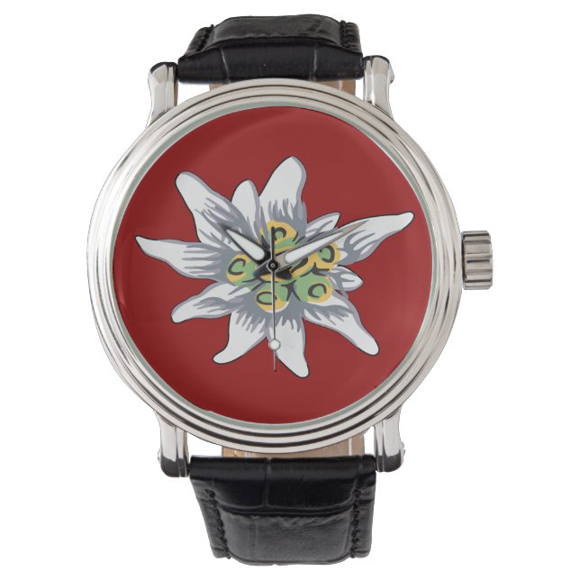 Edelweiss-Blume Armbanduhr (Vorderseite)