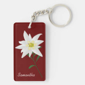 Edelweiss-Blume - kundenspezifische Schlüsselkette Schlüsselanhänger (Rückseite)