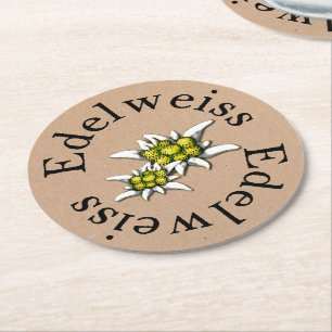 Edelweiss BlumenpapierUntersetzer Runder Pappuntersetzer