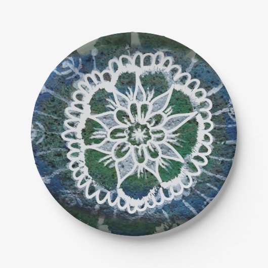 Edelweiss Custom Paper Tellers Blue Mandala Pappteller (Vorderseite)