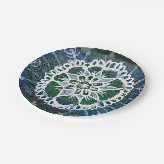 Edelweiss Custom Paper Tellers Blue Mandala Pappteller (Schrägansicht)