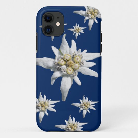 Edelweiss Fall auf dunkelblauem Hintergrund Case-Mate iPhone Hülle (Rückseite)