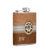 Edelweiss Flask auf Leder Mit Monogramm Flachmann (Rechts)