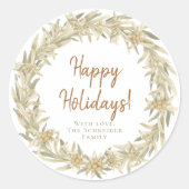 Edelweiss Floral Wreath Runder Aufkleber (Vorderseite)