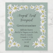 Edelweiss Hand-Illustriert Elegante Alp Weinberg Weinetikett (Einzelnes Label)