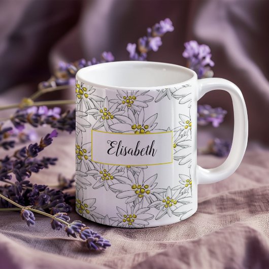 Edelweiss HandIllustrierte Personalisierte Wasserf Kaffeetasse