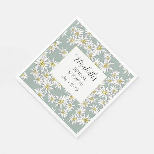 Edelweiss HandIllustrierte Personalisierte Wasserf Serviette (Ecke)