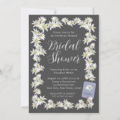 Edelweiss Moody Charcoal Wildblume Brautparty Einladung (Vorderseite)