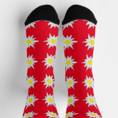 Edelweiss Muster Rote Crew Socken (Oben)