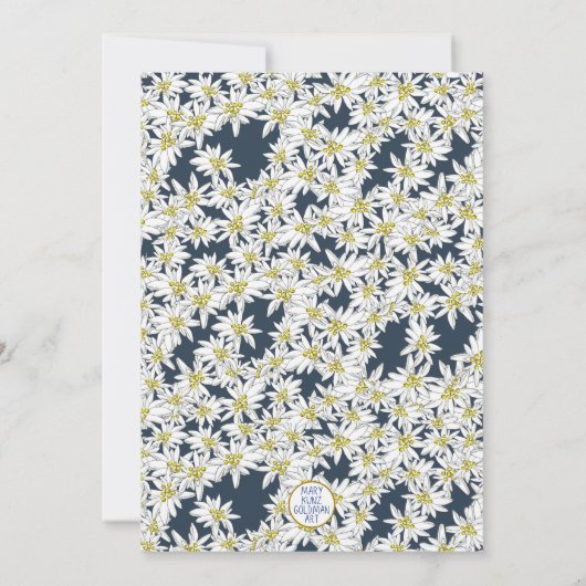 Edelweiss Navy Blue Wildblume Brautparty Einladung (Rückseite)