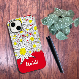 Edelweiss personalisiertes rotes Gehäuse Case-Mate iPhone 14 Hülle