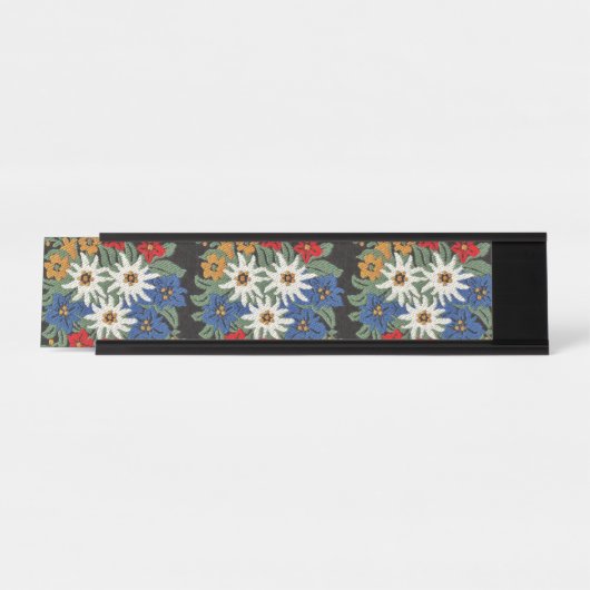 Edelweiss Schweizer alpine Blume Schreibtischnamensplakette (Vorderseite )