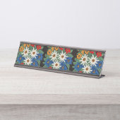 Edelweiss Schweizer alpine Blume Schreibtischnamensplakette (Vorderseite )