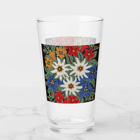 Edelweiss Schweizer Blume Glas (Rückseite)