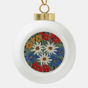 Edelweiss Schweizer Blume Keramik Kugel-Ornament