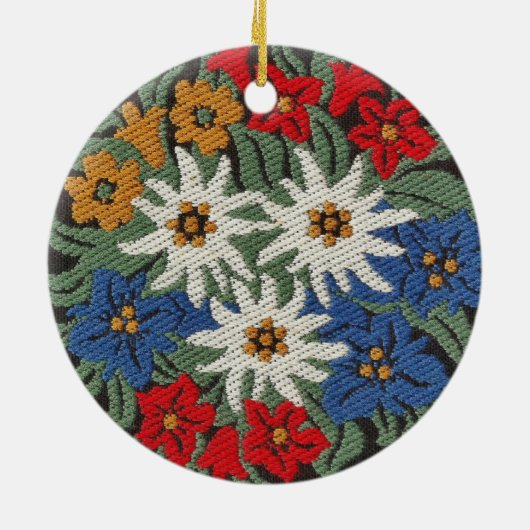 Edelweiss Schweizer Blume Keramikornament (Hinten)