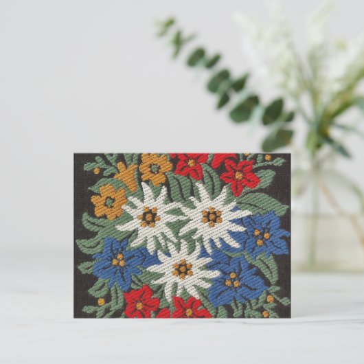 Edelweiss Schweizer Blume Postkarte (Stehend Vorderseite)