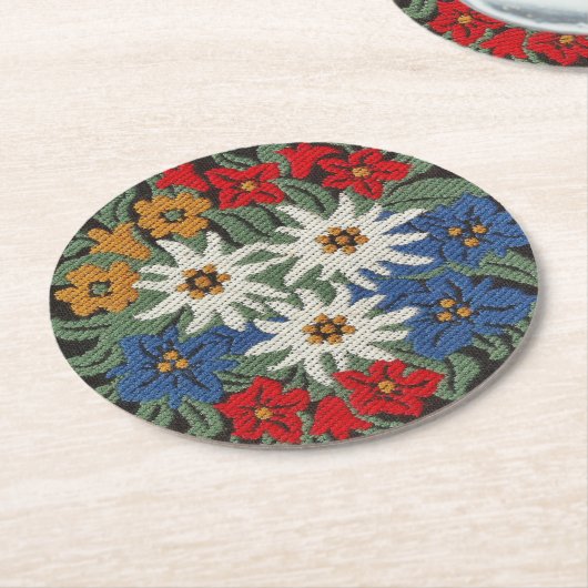 Edelweiss Schweizer Blume Runder Pappuntersetzer (Angewinkelt)