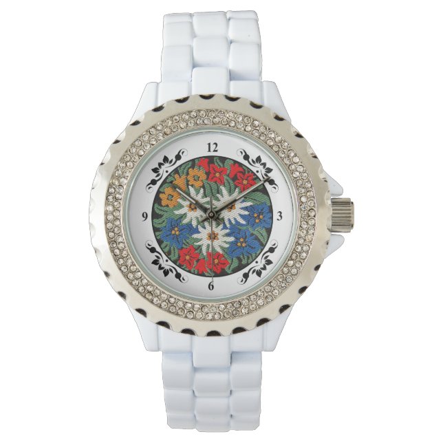Edelweiss Swiss Alpine Flower Armbanduhr (Vorderseite)