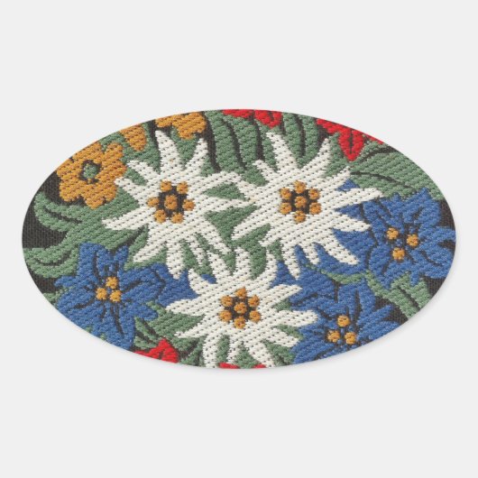 Edelweiss Swiss Alpine Flower Ovaler Aufkleber (Vorderseite)